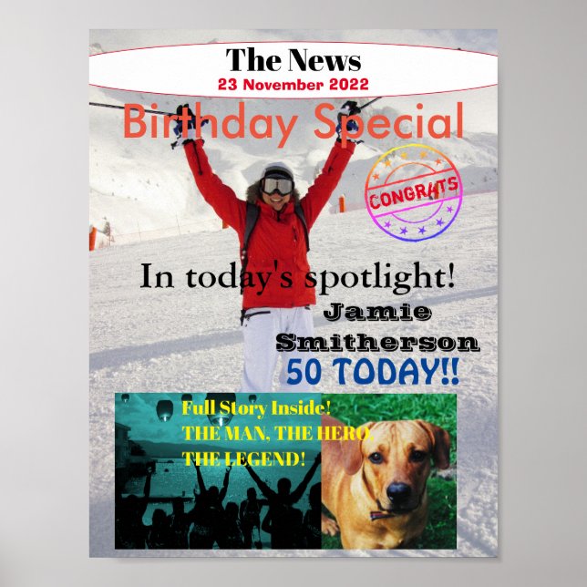 Póster Custom Personalized 50th Birthday Magazine Cover  (Frente)