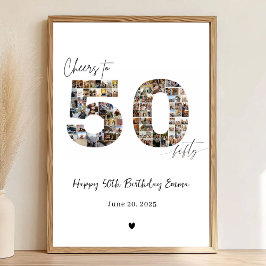 Póster Custom Photo Collage 50th Birthday Poster Gift