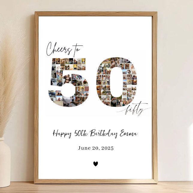 Póster Custom Photo Collage 50th Birthday Poster Gift (Subido por el creador)