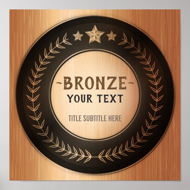 Póster CUSTOM PRINT DIY MEDAL Bronze Champion EDITABLE (Frente)