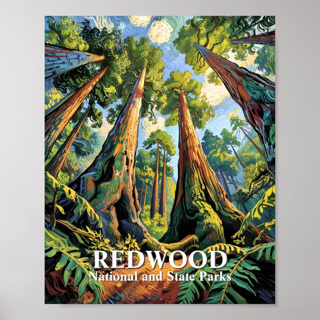 Póster Custom Redwoods National Park California Van Gogh (Frente)