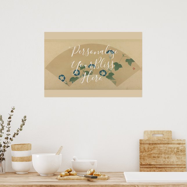 Póster CUSTOM Rinpa School Morning Glory Fan Pattern Art  (Cocina)