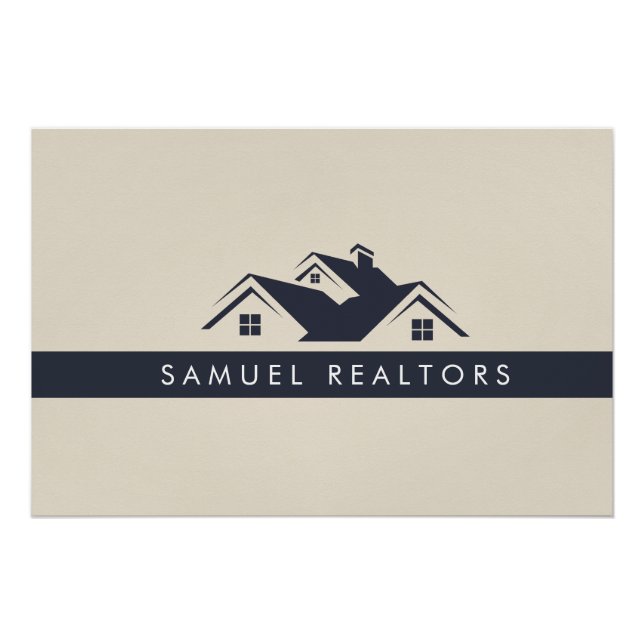 Póster Custom Stylish Modern Real Estate Home Logo (Anverso)