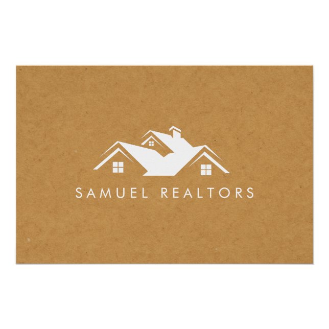 Póster Custom Stylish Modern Real Estate Home Logo (Anverso)