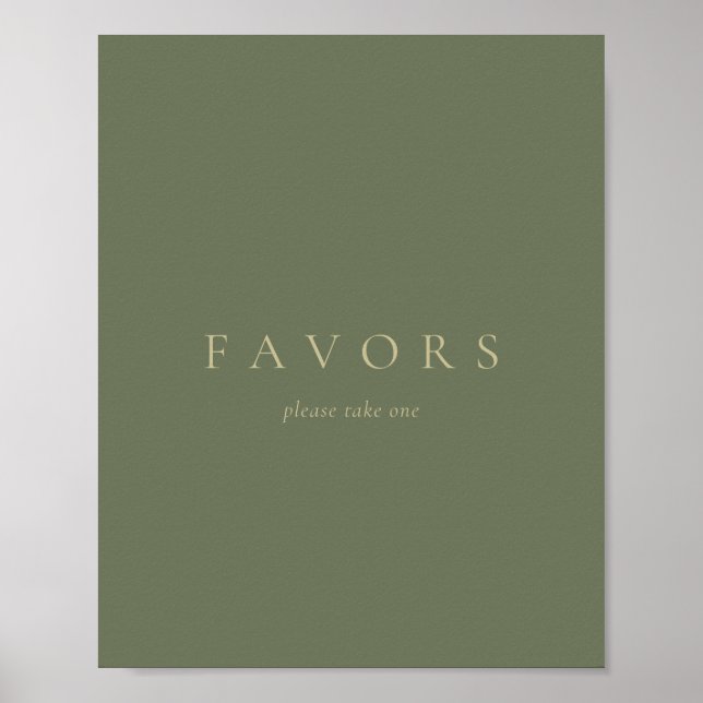 Póster Custom Text Favors Simple Gold Sage Green (Frente)