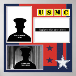 Póster Custom USMC Stars Photo Collage