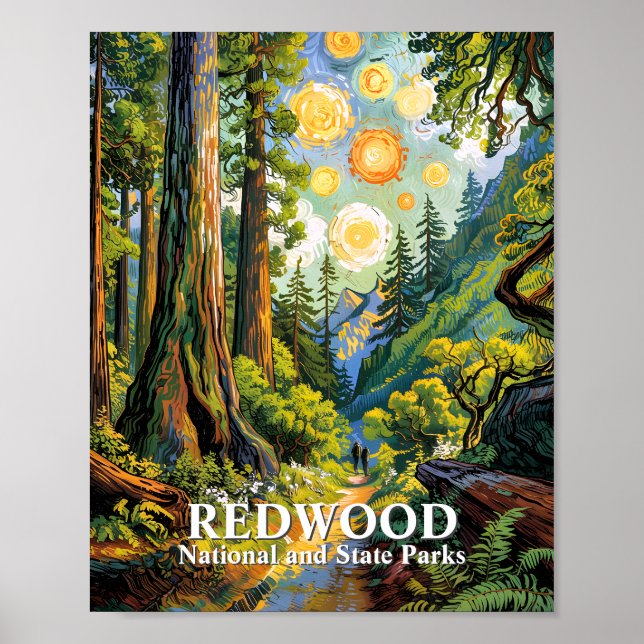 Póster Custom Van Gogh Redwood National Park Hiking Trail (Frente)