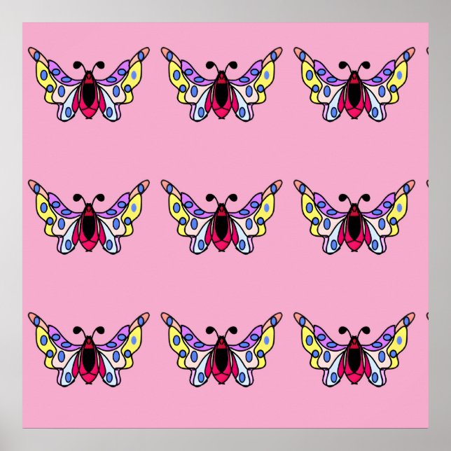 Póster Custom Vibrant Modern Folk Butterfly Art (Frente)