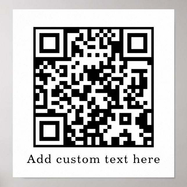 Póster Custom White QR Code | Minimalist Text Display (Frente)