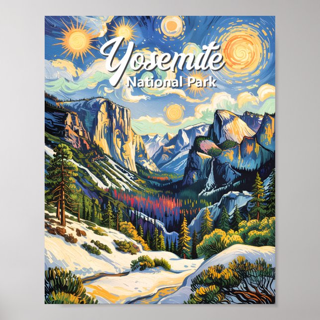 Póster Custom Yosemite Tunnel View Winter Van Gogh Style (Frente)