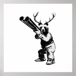 Póster Customisable Bear Hunter Man Cave Poster