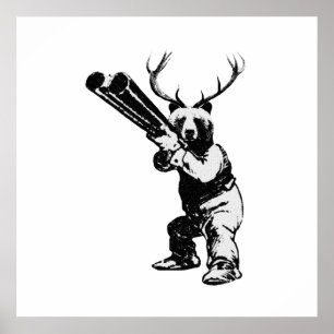 Póster Customisable Bear Hunter Man Cave Poster