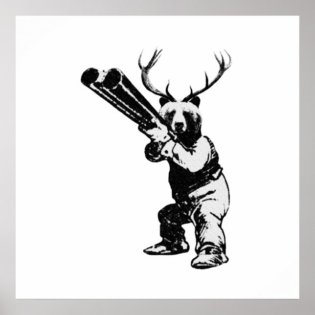 Póster Customisable Bear Hunter Man Cave Poster (Frente)