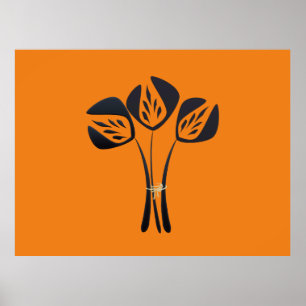 Póster Customizable Art Deco Style Bouquet Red