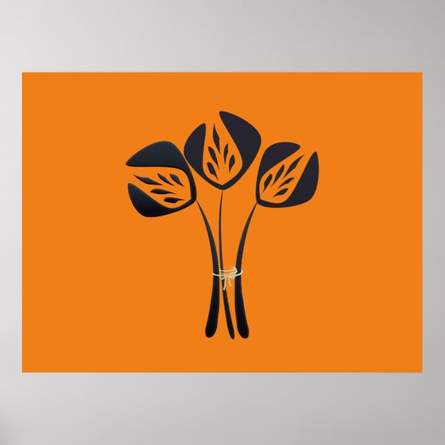 Póster Customizable Art Deco Style Bouquet Red (Frente)