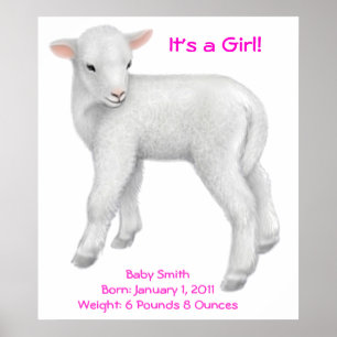 Póster Customizable Baby Lamb Print