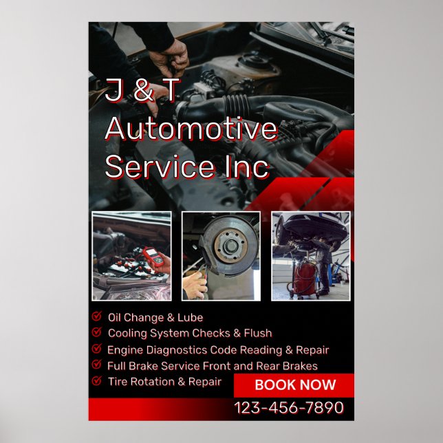 Póster Customize Auto Repair Garage Service List With Log (Frente)