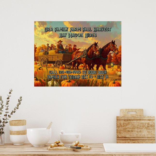 Póster Customize Farm Fall Harvest Horse Drawn Wagon Ride (Cocina)