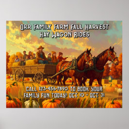 Póster Customize Farm Fall Harvest Horse Drawn Wagon Ride