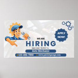 Póster Customize Generic Now Hiring Auto Mechanic