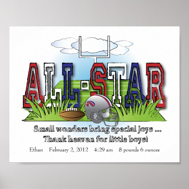 Póster Customized Football All-Star Boys Room Wall Art (Frente)