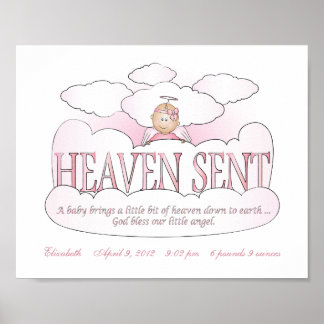 Póster Customized Heaven Sent Angel Girls Room Wall Art