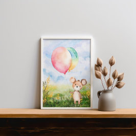 Póster Cuta acuarela Bear Género Nursera Nutral