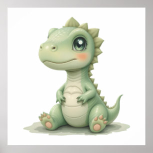 Póster Cuta acuarela Dinosaurios Poster de bebé