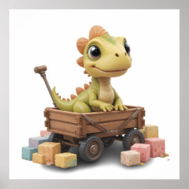 Póster Cuta acuarela Dinosaurios Poster de bebé