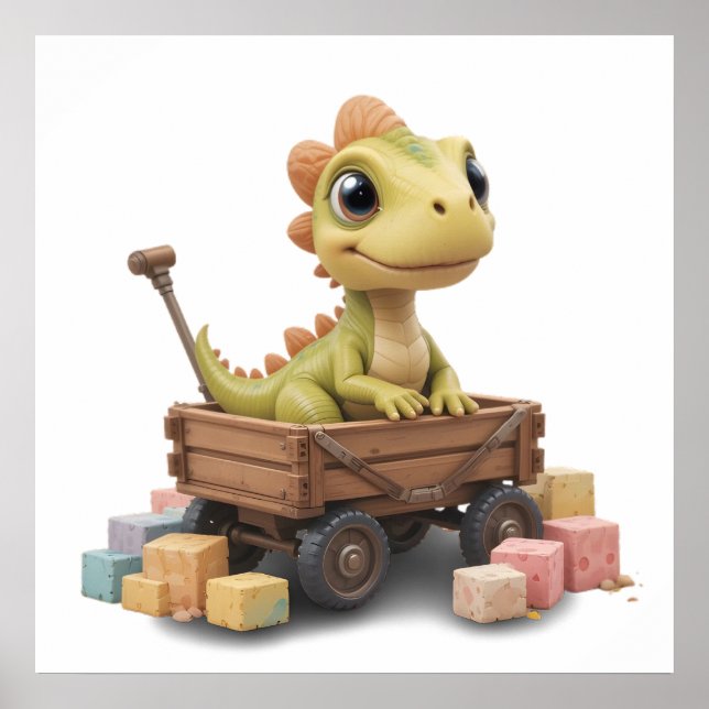 Póster Cuta acuarela Dinosaurios Poster de bebé (Frente)