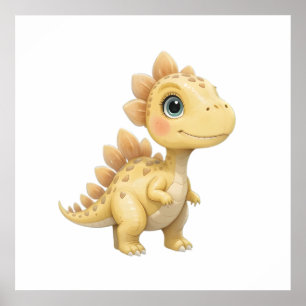 Póster Cuta acuarela Dinosaurios Poster de bebé