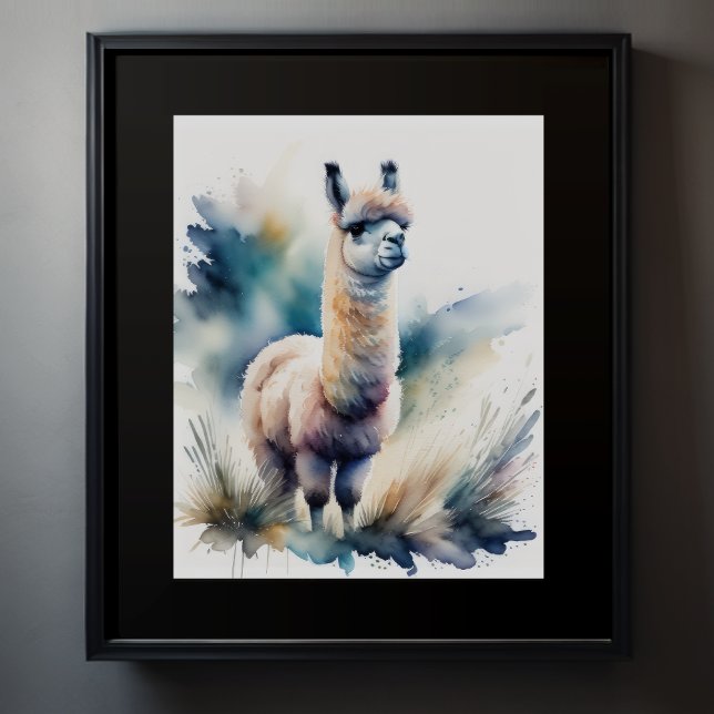 Póster Cuta acuarela pintura de una Llama 5:4 (Subido por el creador)