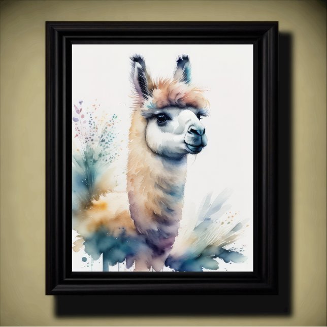 Póster Cuta acuarela pintura de una Llama 5:4 (Subido por el creador)