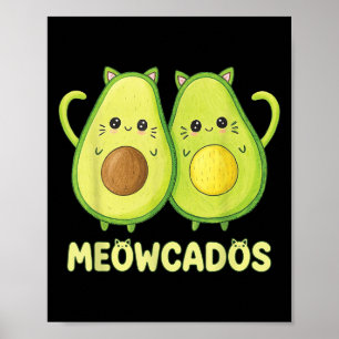 Póster Cuta aguacate Kitten Pun Funny Kawaii Animal Alime