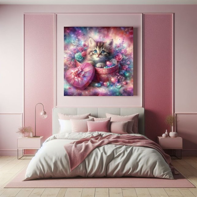 Póster Cuta caprichosa Kitten Floral Heart Box (Subido por el creador)