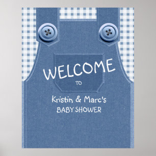 Póster Cuta como un botón Denim azul Baby Shower