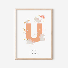 Póster Cuta guardería letra alfabética personalizada Post