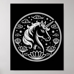 Póster Cute 2026 Unicornio Año del Caballo Lunar Dama Zod