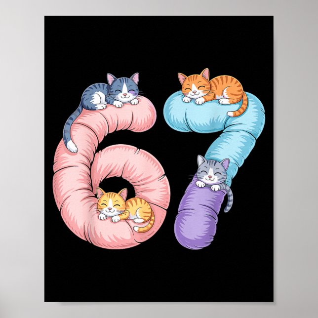 Póster Cute 67 Cat Meme Design  (Frente)