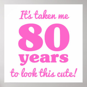 Póster Cute 80º Cumpleaños Para Las Mujeres