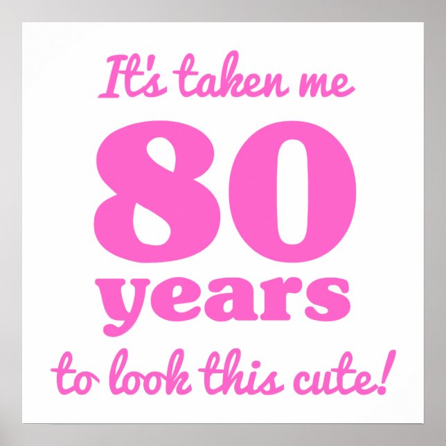 Póster Cute 80º Cumpleaños Para Las Mujeres (Frente)