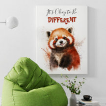 Cute acuarela Rojo Panda Nursery Motivation