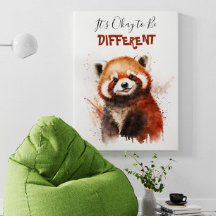 Póster Cute acuarela Rojo Panda Nursery Motivation