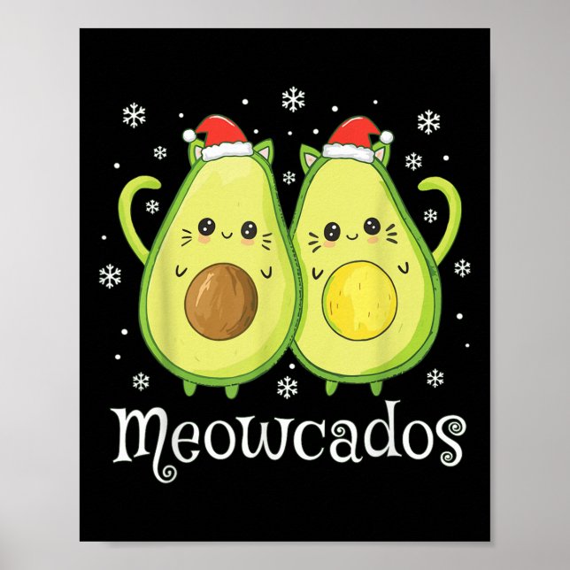 Póster Cute aguacate Kitten Pun Gracioso Noche De Comida (Frente)
