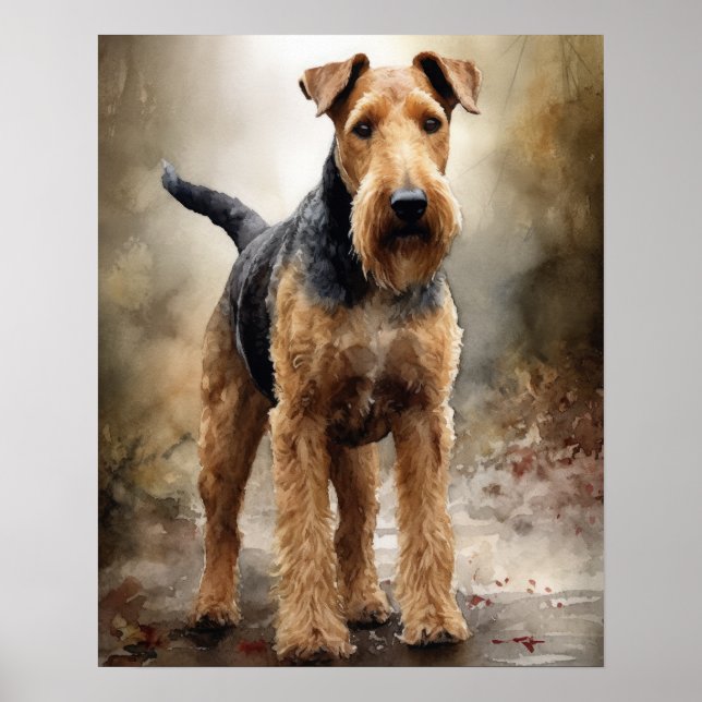 Póster Cute Airedale Terrier Dog Art Print Poster (Frente)