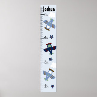 Póster Cute Airplane Growth Chart Manténgase a 8x44!