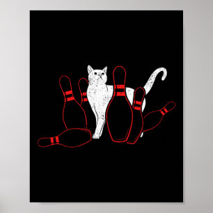 Póster Cute Alley Cat Tocando Bowler Tipping Bowler