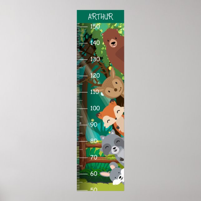 Póster Cute Animales Gráficos de crecimiento de bosques (Frente)
