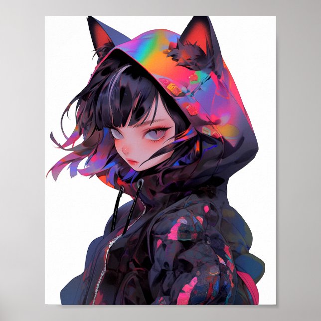 Póster Cute Anime Catgirl (Frente)