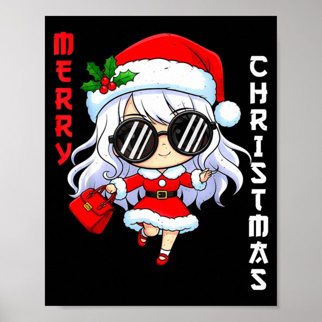 Póster Cute Anime Christmas Pajama Outfit Funny Holiday F (Frente)